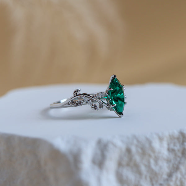 Vine Genuine Lab Emerald Ring - Rainbow Rocks Jewellery
