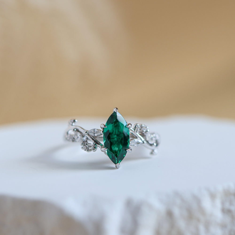 Vine Genuine Lab Emerald Ring - Rainbow Rocks Jewellery