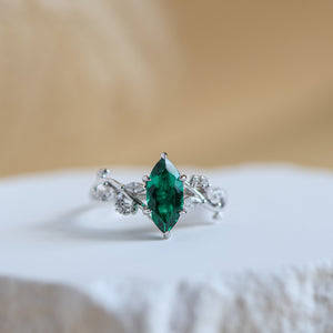 Vine Genuine Lab Emerald Ring - Rainbow Rocks Jewellery