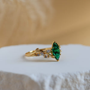 Vine Genuine Lab Emerald Ring - Rainbow Rocks Jewellery