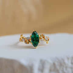 Vine Genuine Lab Emerald Ring - Rainbow Rocks Jewellery