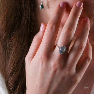 Elowen Natural Moss Agate Sterling Silver Ring - Rainbow Rocks Jewellery