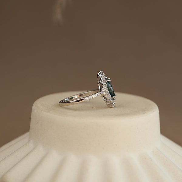 Elowen Natural Moss Agate Sterling Silver Ring - Rainbow Rocks Jewellery