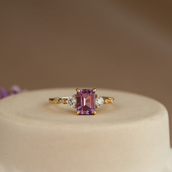 Mira Natural Amethyst Ring 14K Gold Vermeil - Rainbow Rocks Jewellery