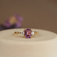Mira Natural Amethyst Ring 14K Gold Vermeil - Rainbow Rocks Jewellery