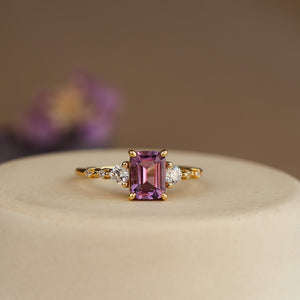 Mira Natural Amethyst Ring 14K Gold Vermeil - Rainbow Rocks Jewellery