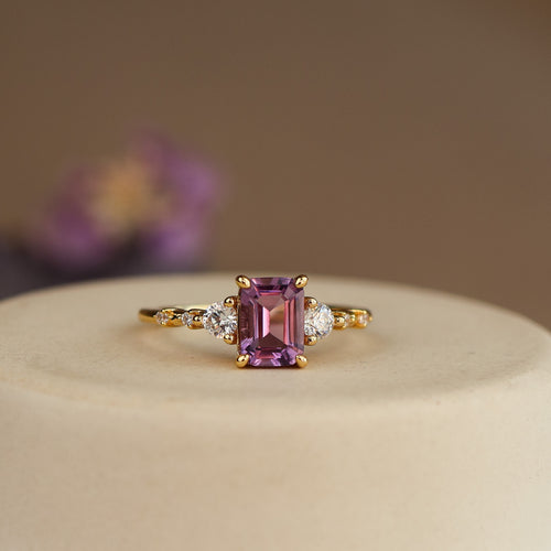 Mira Natural Amethyst Ring 14K Gold Vermeil - Rainbow Rocks Jewellery
