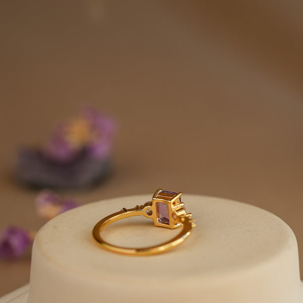 Mira Natural Amethyst Ring 14K Gold Vermeil - Rainbow Rocks Jewellery