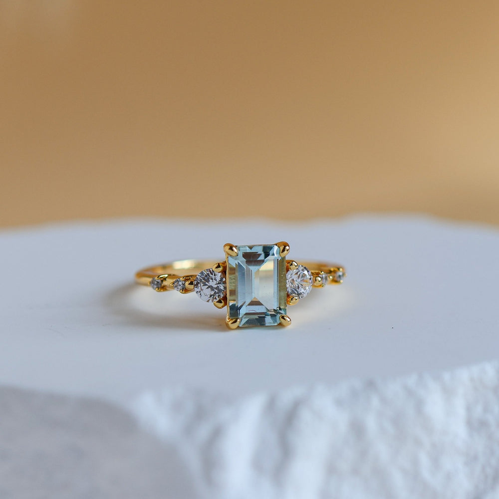 Mira Natural Aquamarine Ring - Rainbow Rocks Jewellery