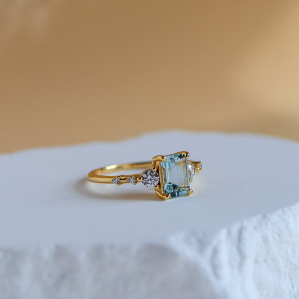 Mira Natural Aquamarine Ring - Rainbow Rocks Jewellery