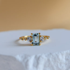 Mira Natural Aquamarine Ring - Rainbow Rocks Jewellery