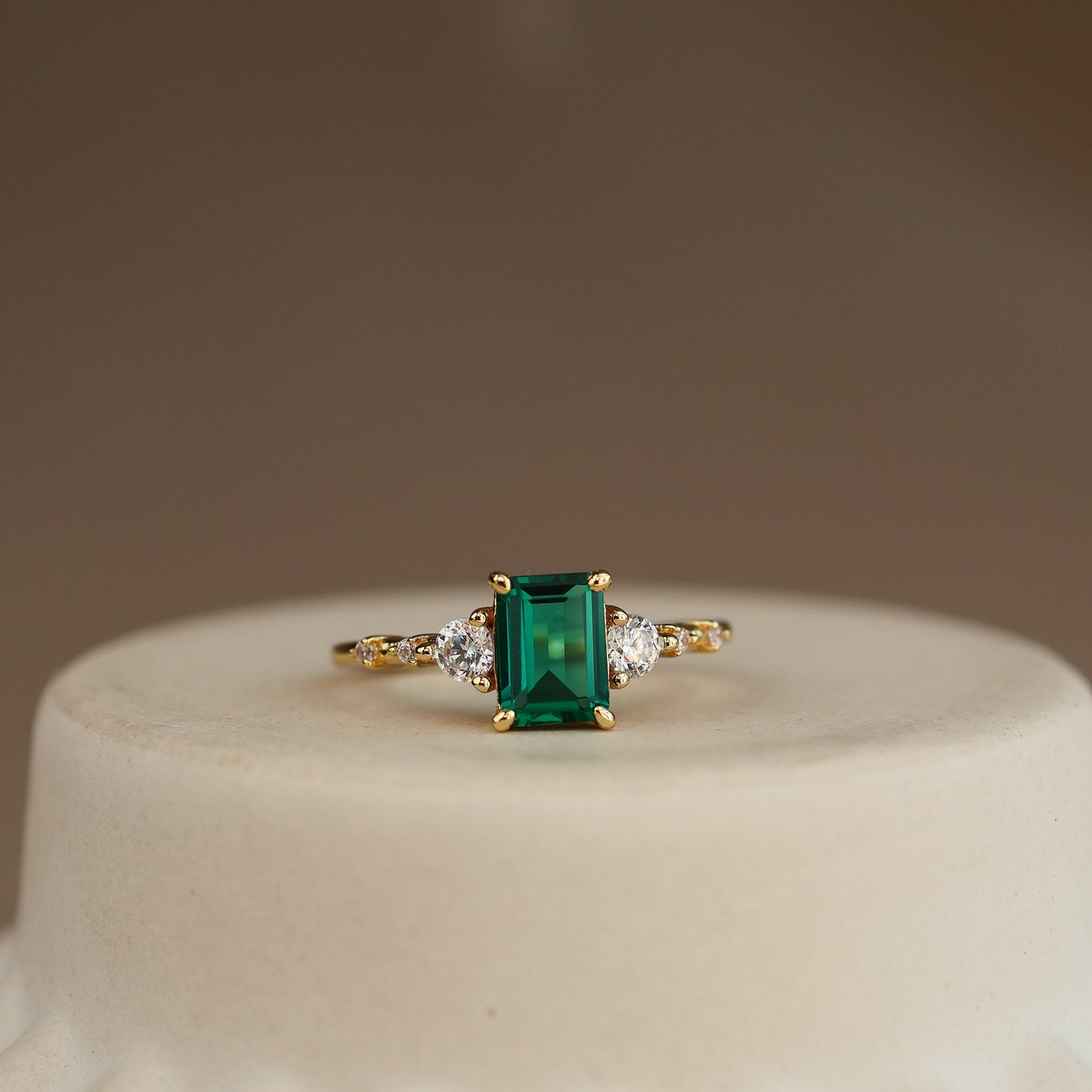 Mira Genuine Lab Emerald Ring (Gold/Silver)