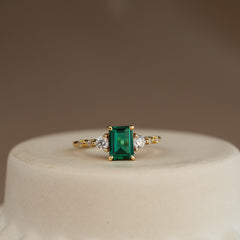 Mira Genuine Lab Emerald Ring (Gold/Silver)