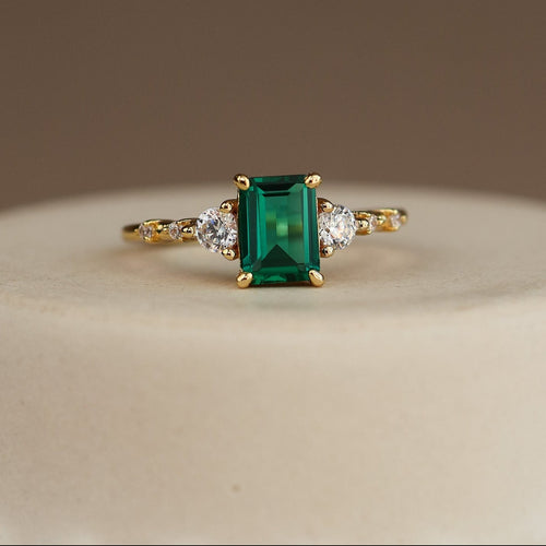 Mira Genuine Lab Emerald Ring (Gold/Silver) - Rainbow Rocks Jewellery