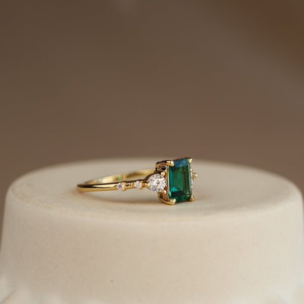 Mira Genuine Lab Emerald Ring (Gold/Silver) - Rainbow Rocks Jewellery