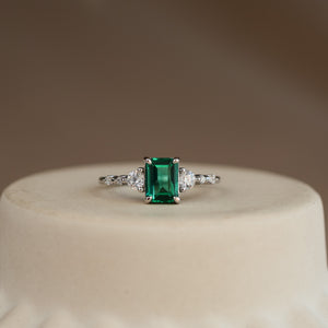 Mira Genuine Lab Emerald Ring (Gold/Silver) - Rainbow Rocks Jewellery