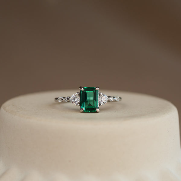 Mira Genuine Lab Emerald Ring (Gold/Silver) - Rainbow Rocks Jewellery
