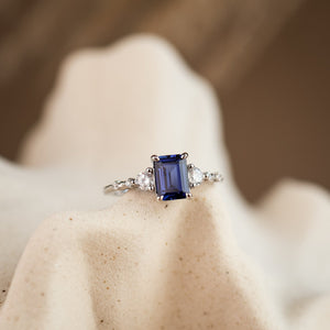 Mira Blue Sapphire Ring 14K Gold Vermeil - Rainbow Rocks Jewellery