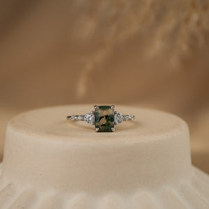 Mira Natural Moss Agate Ring - Rainbow Rocks Jewellery