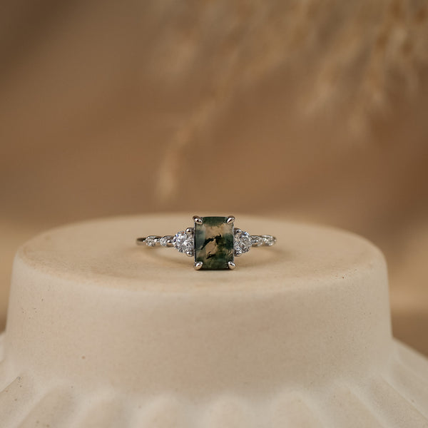 Mira Natural Moss Agate Ring - Rainbow Rocks Jewellery