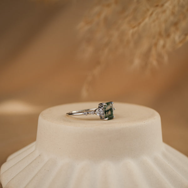 Mira Natural Moss Agate Ring - Rainbow Rocks Jewellery