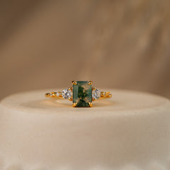 Mira Natural Moss Agate Ring - Rainbow Rocks Jewellery