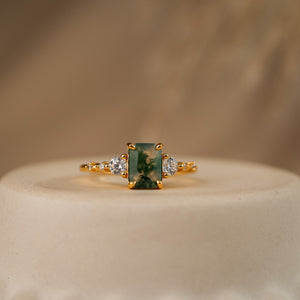 Mira Natural Moss Agate Ring - Rainbow Rocks Jewellery