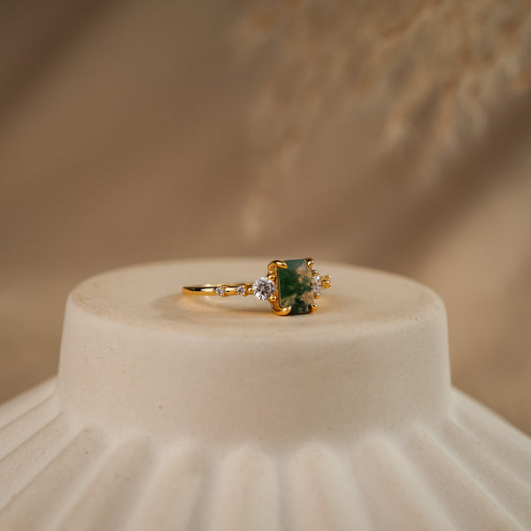 Mira Natural Moss Agate Ring - Rainbow Rocks Jewellery