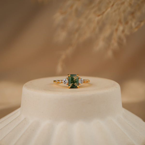 Mira Natural Moss Agate Ring - Rainbow Rocks Jewellery