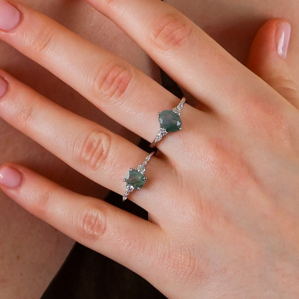 Mira Natural Moss Agate Ring - Rainbow Rocks Jewellery