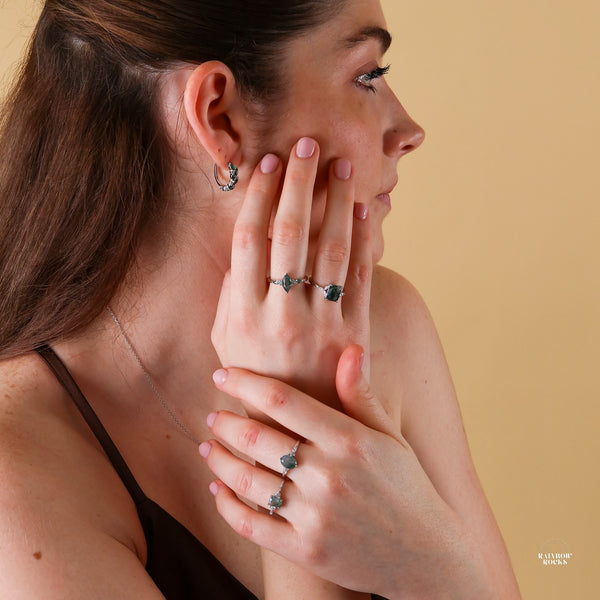 Mira Natural Moss Agate Ring - Rainbow Rocks Jewellery