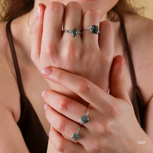 Mira Natural Moss Agate Ring - Rainbow Rocks Jewellery