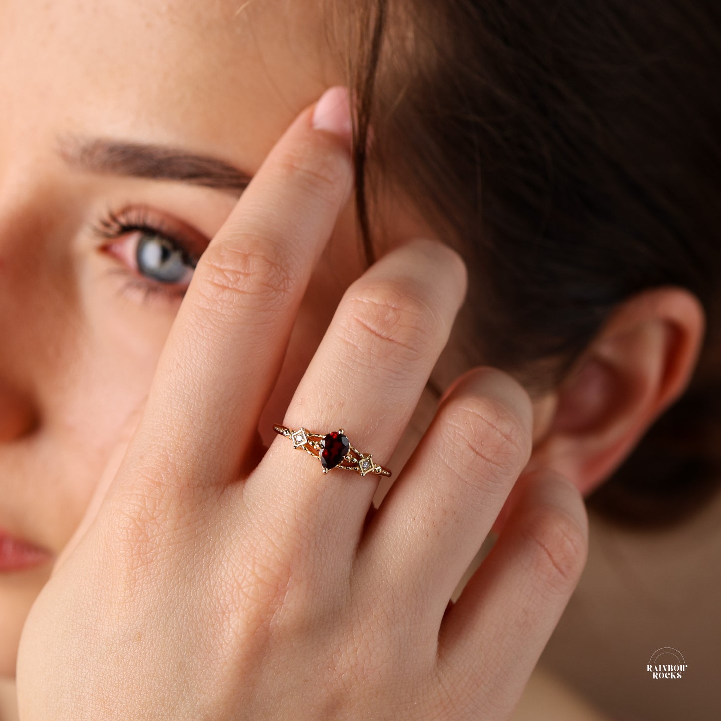 Roselie Natural Garnet Ring 14K Gold