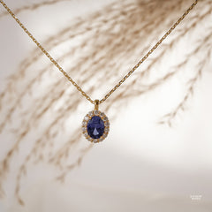 Odessa Blue Sapphire Oval Necklace - Rainbow Rocks Jewellery