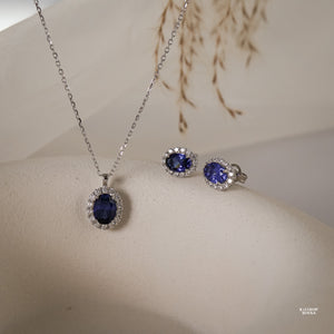 Odessa Blue Sapphire Oval Necklace - Rainbow Rocks Jewellery