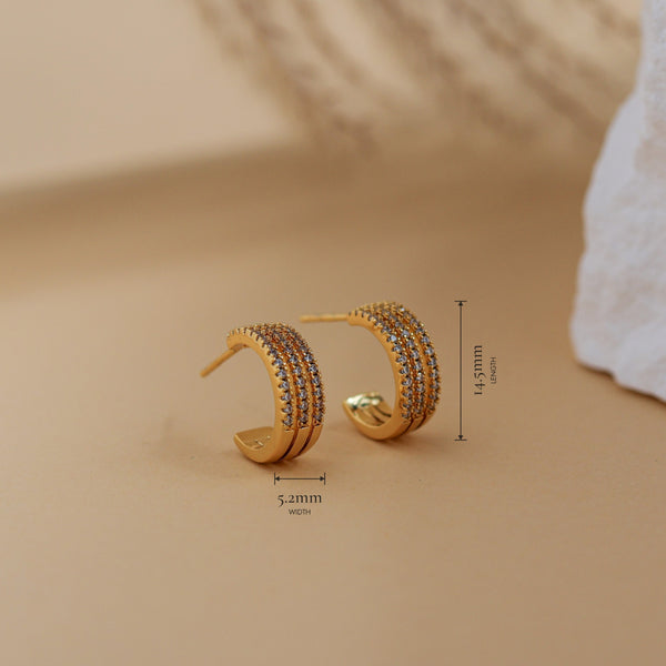 Vega hoop earrings size guide: 14.5mm long, 5.2mm wide - Rainbow Rocks