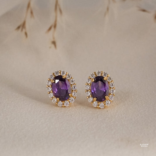 Odessa Amethyst Oval Earrings 14K Gold Vermeil