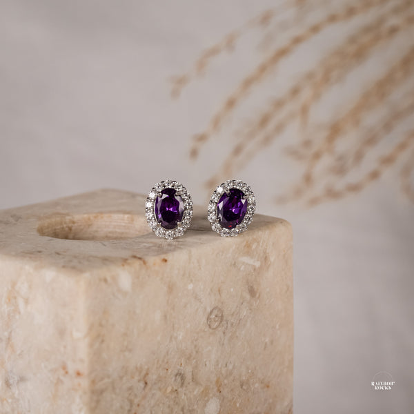 Odessa Amethyst Oval Earrings 14K Gold Vermeil - Rainbow Rocks Jewellery