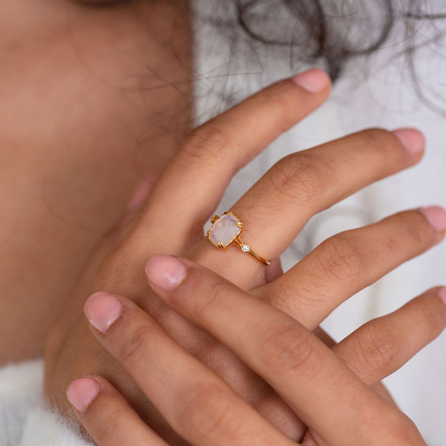 Cleopatra Moonstone Silver Ring