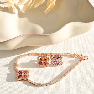 Real Ruby Rose Gold Tennis Bracelet - Rainbow Rocks Jewellery