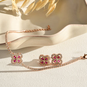 Real Ruby Rose Gold Tennis Bracelet - Rainbow Rocks Jewellery