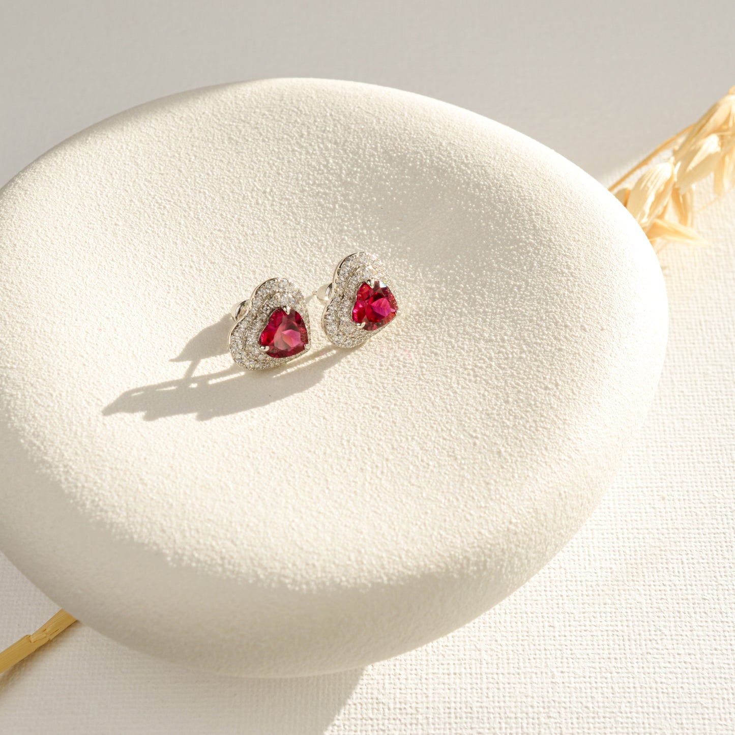 Ruby Heart Earrings