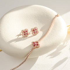 Real Ruby Earrings Rose Gold - Rainbow Rocks Jewellery
