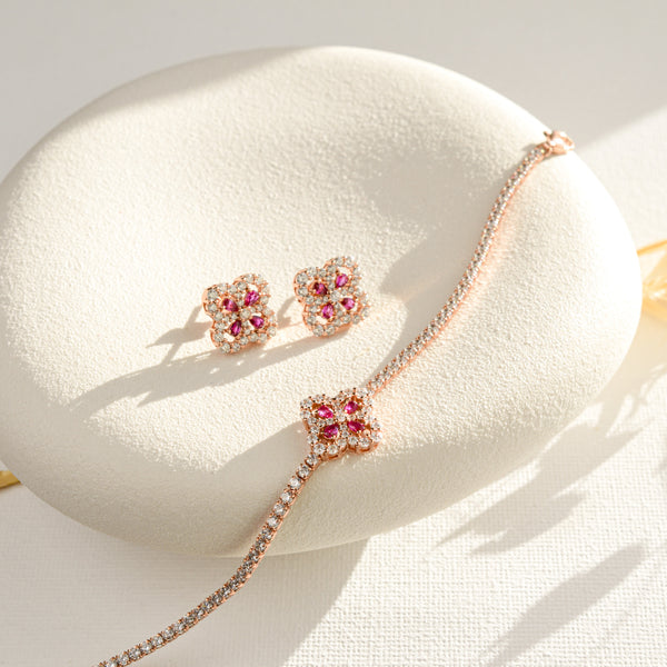 Real Ruby Earrings Rose Gold - Rainbow Rocks Jewellery