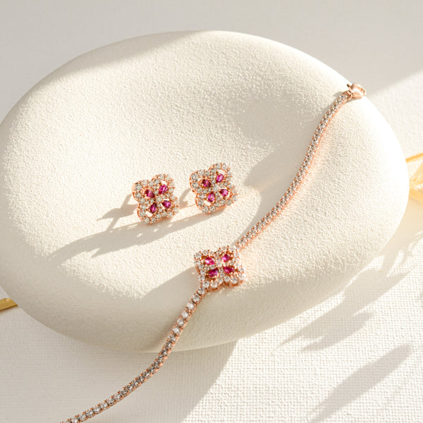 Real Ruby Rose Gold Tennis Bracelet - Rainbow Rocks Jewellery