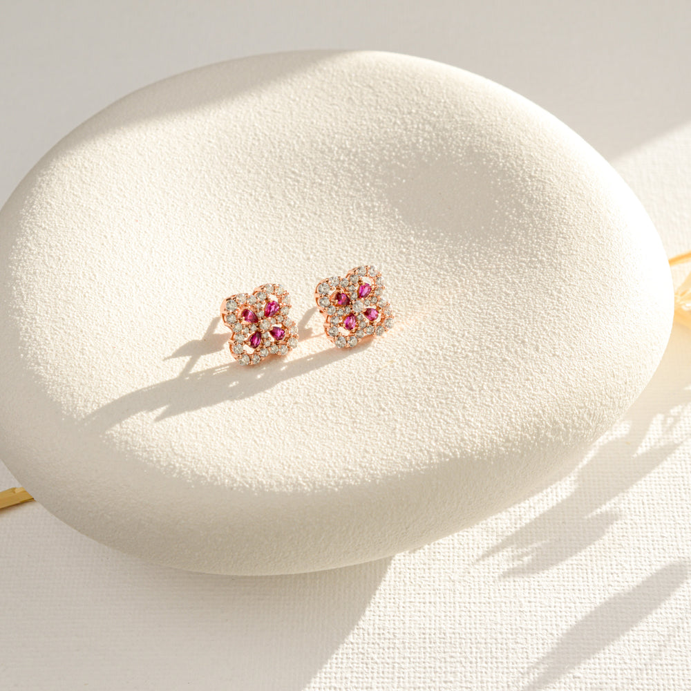 Real Ruby Earrings Rose Gold - Rainbow Rocks Jewellery