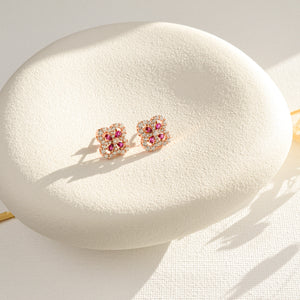Real Ruby Earrings Rose Gold - Rainbow Rocks Jewellery