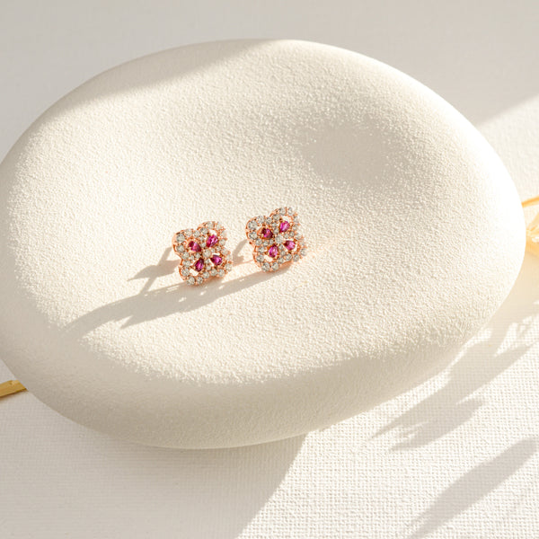 Real Ruby Earrings Rose Gold - Rainbow Rocks Jewellery