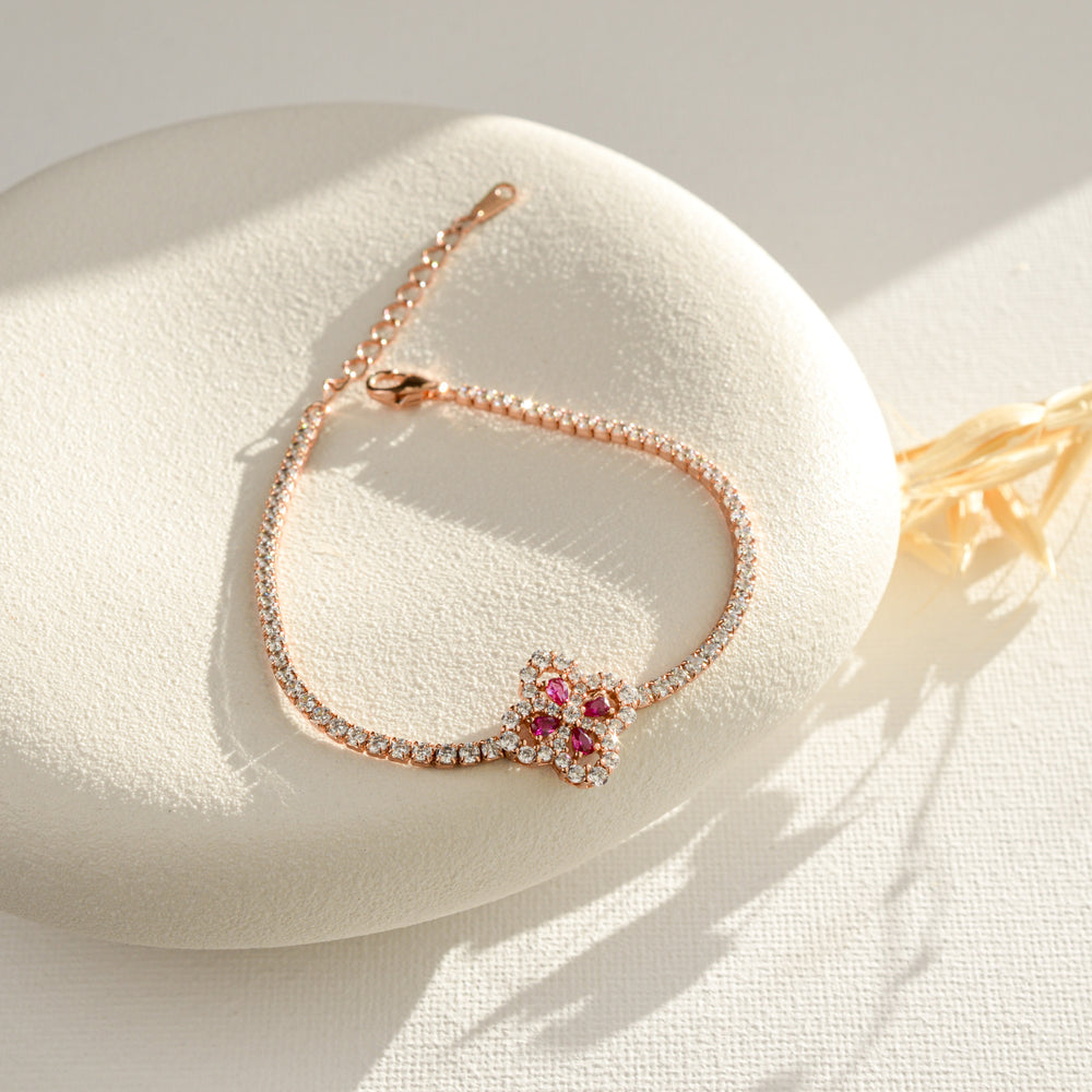 Real Ruby Rose Gold Tennis Bracelet - Rainbow Rocks Jewellery