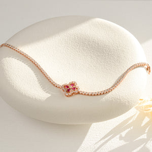 Real Ruby Rose Gold Tennis Bracelet - Rainbow Rocks Jewellery